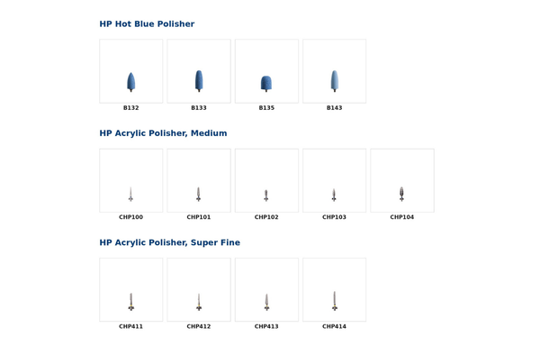 Acrylic Polisher step system for dentures and PMMA provisionals