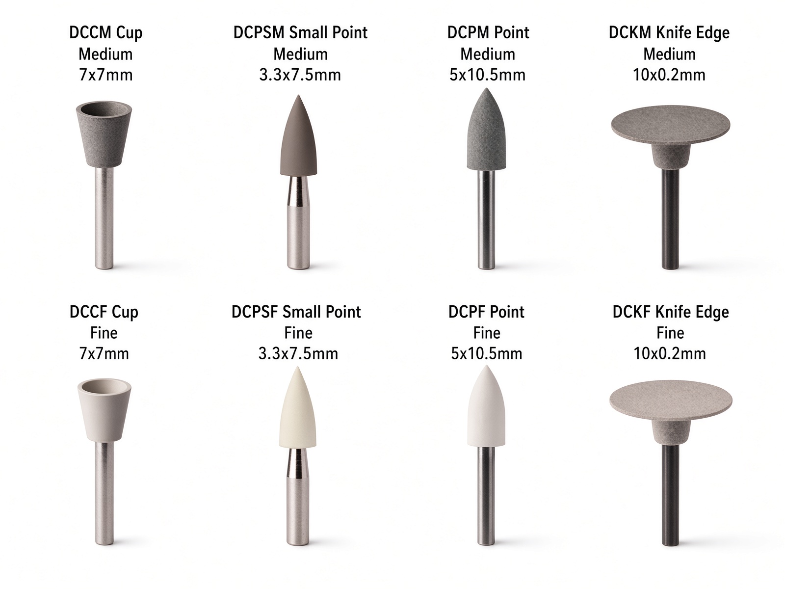 Composite Polishing System discs and points in 4-step sequence