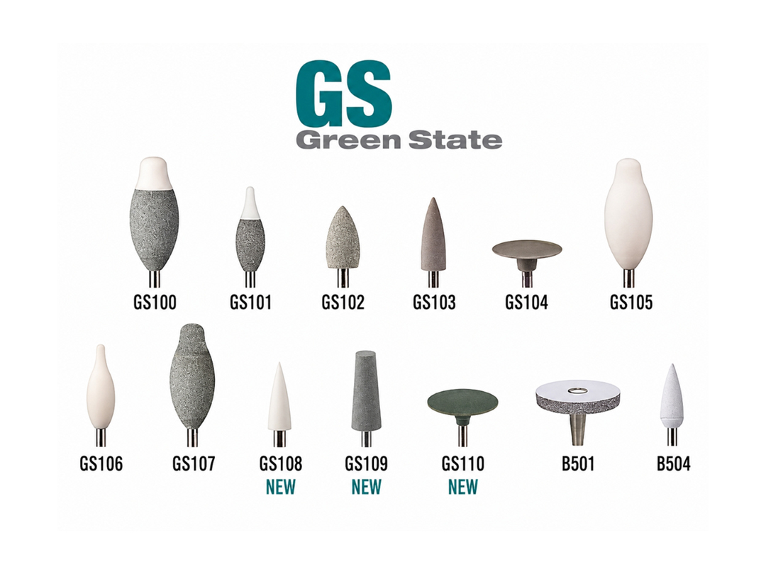Green State Instruments variety of shapes for pre-sintered zirconia
